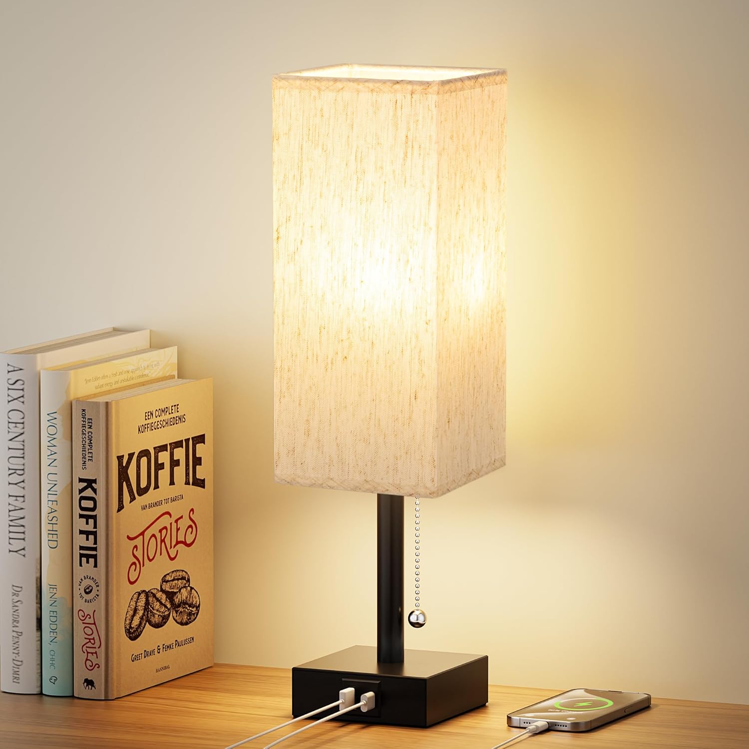 Small Bedside Table Lamp with Fabric Shade for Bedroom Desk Office biymjk