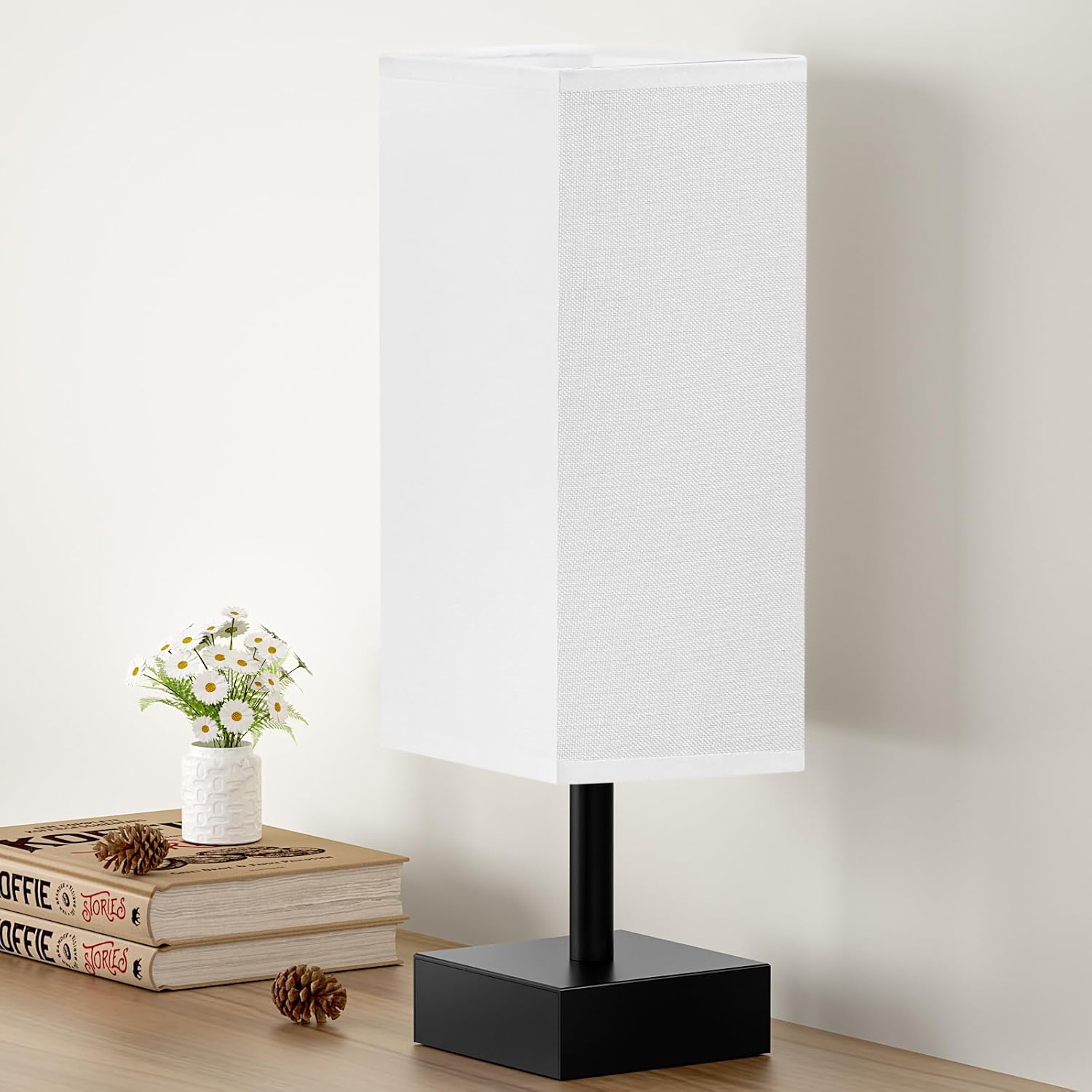Small Bedside Table Lamp with Fabric Shade for Bedroom Desk Office biymjk