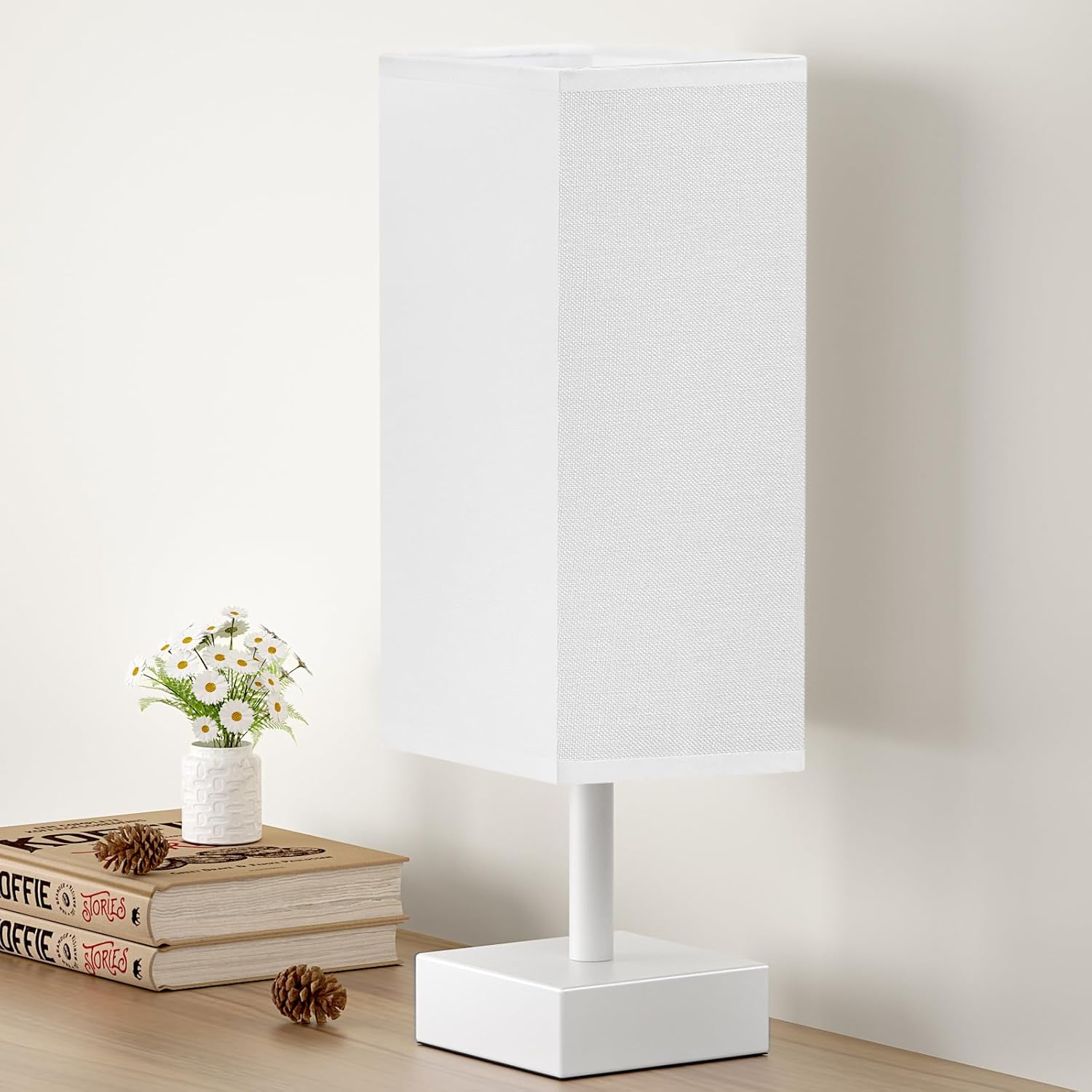 Small Bedside Table Lamp with Fabric Shade for Bedroom Desk Office biymjk