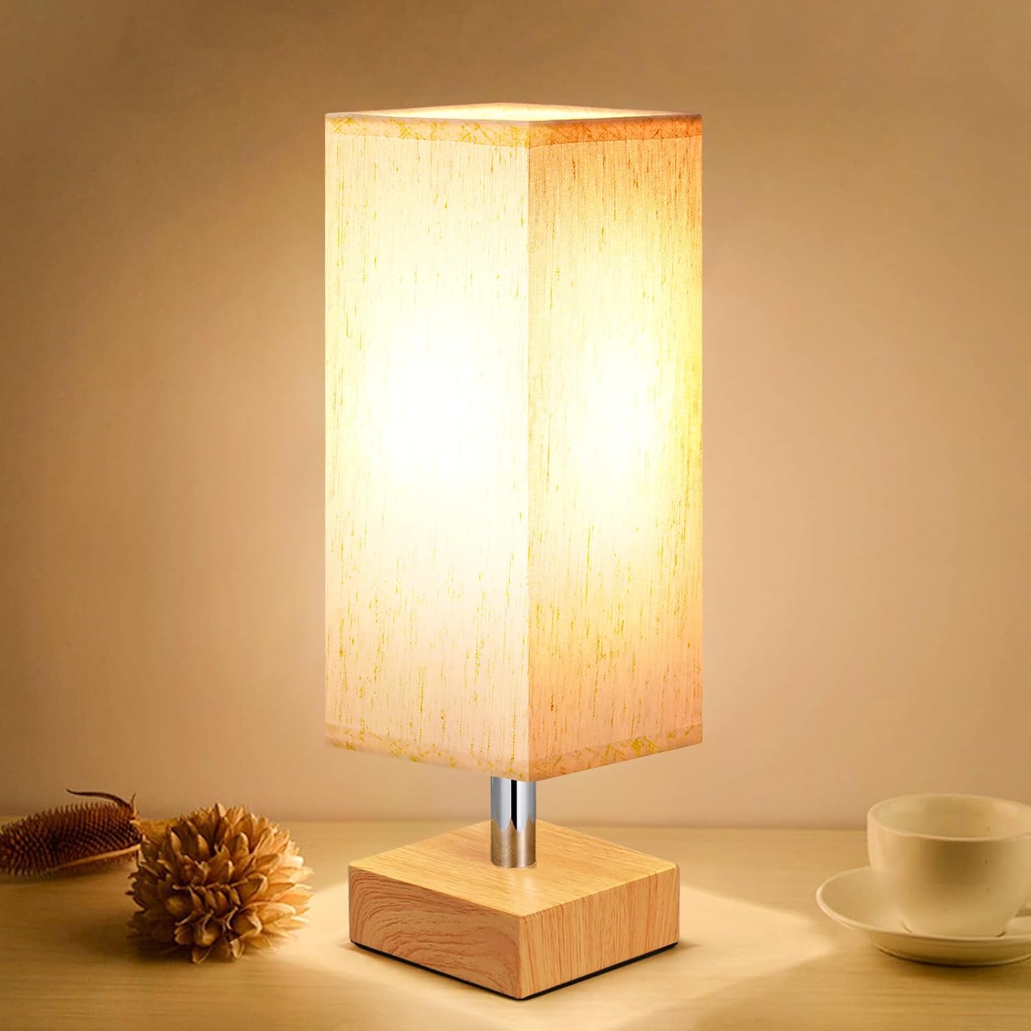 Small Bedside Table Lamp with Fabric Shade for Bedroom Desk Office biymjk