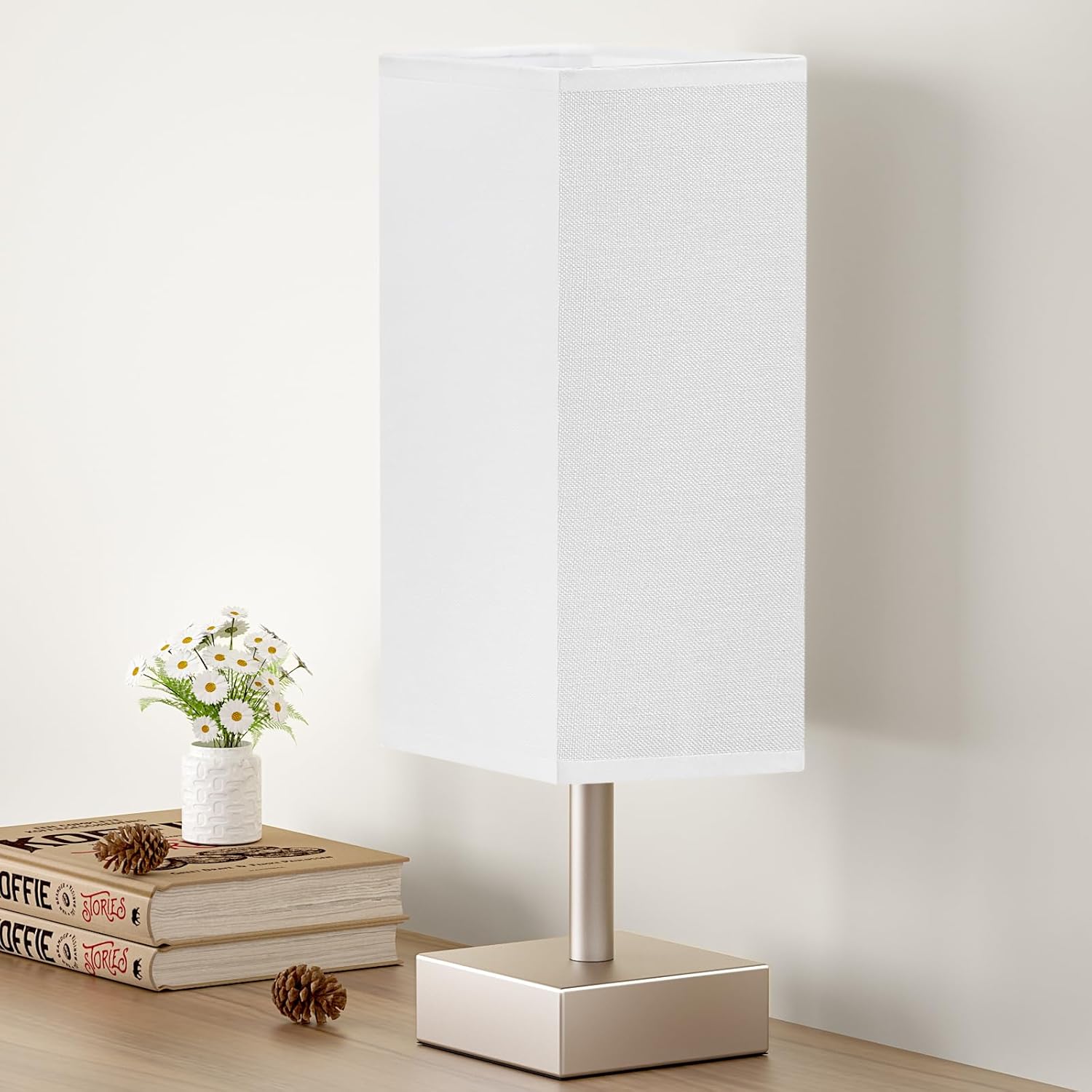 Small Bedside Table Lamp with Fabric Shade for Bedroom Desk Office biymjk